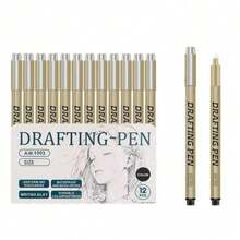 6/9/12支装高品质超黑细线笔，金属笔夹，书写流畅，笔尖纤细，水彩笔，适用于绘画、素描，大师级品质 - 查看 6