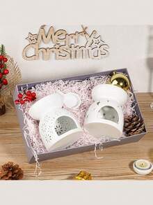 2pcs White Ceramic Wax Melter With Candle Spoon, Aromatherapy Burner, Mixed Wax Candle Warmer, Ceramic Incense Burner, Home Fragrance Candle Diffuser, Suitable For Valentine's Day Party, Holiday, Home Decor, Gift - 1PC - View 3