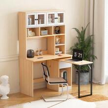 Computer Desk, Shelving Unit, Filing Cabinet, Work Desk, Office Cabinet, Natural White 180 Cm - Wood Color + White - View 5