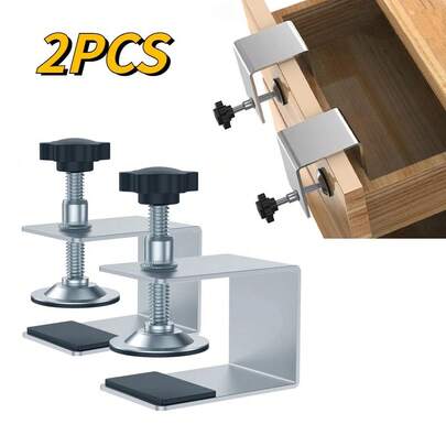 2pcs Woodworking Jig Cabinet Tool, Home Furniture Accessories, Steel Drawer Front Installation Clamps, Drawer Panel Clips Tools