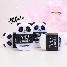 2pcs/Set Panda Shaped Pencil Sharpener & Eraser 2-In-1 Practical Stationery Tool, Wholesale Back To School Student Supplies Party Favors - Multicolor - View 1