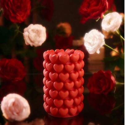 Heart-Shaped Cylinder Candle Mold, Heat-Resistant | High Elasticity Silicone Mold, Multi-Purpose - For Making Candles, Gypsum/Painting, Squeezing Toys/Stress Relief, Photography Backdrops, Home Decor For Holidays, Gifts For Family Celebrations, Handmade Crafts. Molded In One Piece, Flexible And Easy To Clean, Reusable