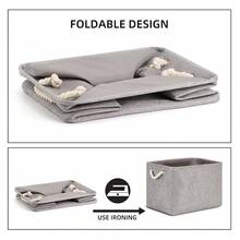 Grey Baskets [2-Pack] Shel F Baskets For Storage 16inch X 11.8inch X 11.8inch Large Fabric Rectangular Decorative Storage Basket Organization Bins For Shelves Closet Home Organization(Grey) - Grey - View 7