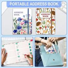 Adressbuch Kleines Taschenformat Hardcover mit Registerkarten, Telefon-Adressbuch 288+ Adressplatz für Internet Website Adresse Kontakte Passwort Organizer,Blume - Blume - Übersicht 7