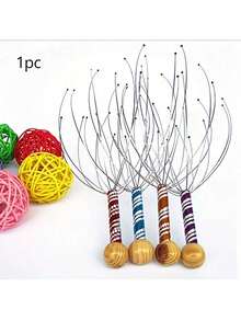 1pc Stainless Steel Octopus Head Massager With 360° Rotating Claw Design, Deep Relaxation & Soothing Head And Neck Massage Tool, Perfect For Home Use Or Valentine's Day Gift - Multicolor - View 10