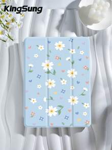 Kingsung Floral Pattern Tablet Protective Case, Compatible With 9.7/10.2/10.5/10.9/12.9/Pro 11, 10th Gen, Galaxy Tab S6 Lite 10.4", Kindle Paperwhite 12th Gen 2024, Kindle (11th Gen) 2022, Kobo Clara Colour, Soft Shock-Proof, Smart Stand/Auto Wake/Sleep - Multicolor - View 3