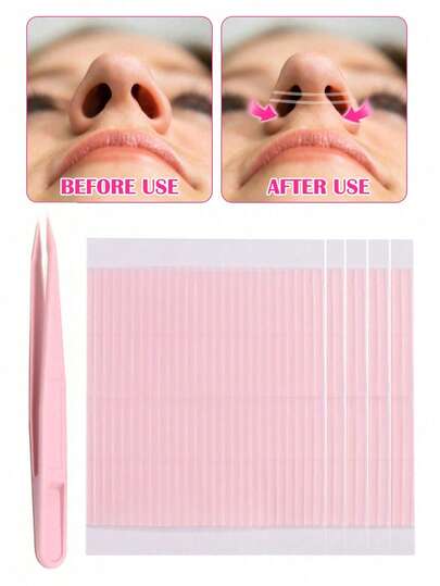 4/3/2pcs Nose Wing Shrinker Stickers, Can Shrink Nose Wings To Make Nose Look Smaller. Aesthetically , Invisible Transparent Waterproof, Suitable For Nose Contouring. Gentle Adhesive, Suitable For Light Makeup.