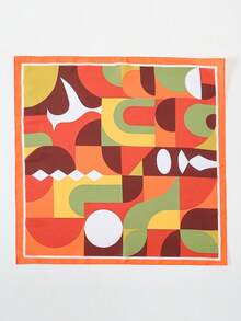 1pc Women's Bandana Scarf With Geometric Patchwork Artistic Pattern - Multicolor - View 2