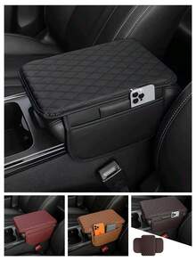 [Car Stuff] 1Pc Car Center Console Cover Armrest With High Pad, Armrest Modification Lengthened And Thickened Cover Cushion Car Accessories,Gifts For Men Automotive Center Control Advanced Universal Elbow Support With Storage Bag For Most Vehicle - Leather - View 12