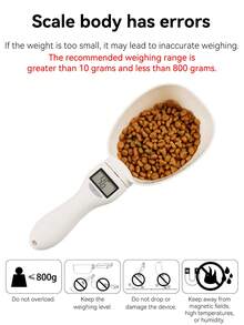 宠物食品量勺 电子狗猫食品量杯 数字勺秤 厨房食品秤 带LED显示屏 - 白色 - 查看 10