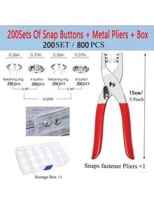 400/800pcs Metal Snap Buttons, 100/200sets Five-Claw Snap Pliers Tool (With Tool Box), Suitable For Clothing, Leather Handcraft Sewing Snap Pliers Tool - Silver - View 8