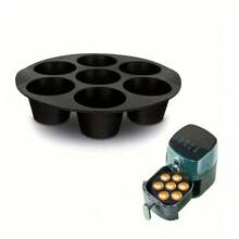 1pc 7-Cup Silicone Air Fryer Baking Mold | Reusable Non-Stick Baking Tray | 7-Hole Pancake Cup Mold - Suitable For Air Fryer, Can Make Egg Tarts, Mini Cakes And Chocolates, Easy To Clean - Multicolor - View 9