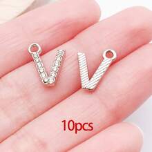 10/26pcs Rhinestones A-Z Alphabet Letter Charms Glitter Crystal Letter Beads For DIY Bracelet Necklace Earrings Choker Craft - Silver - View 15
