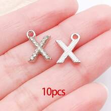 10/26pcs Rhinestones A-Z Alphabet Letter Charms Glitter Crystal Letter Beads For DIY Bracelet Necklace Earrings Choker Craft - Silver - View 29