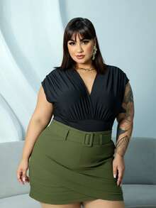 Plus Size Skirts - 軍綠色 - 查看 1