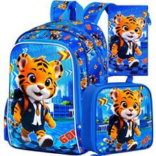 16" Kids Backpack For Boys, 3PCS Tiger Preschool Bookbags, Cool Kindergarten School Backpacks And Lunch Box - Backpack - View 1