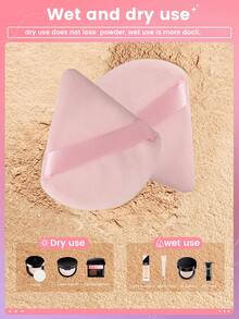 8 miếng mút trang điểm + 4 miếng bông phấn tam giác mềm mại – Sử dụng được cả khô và ướt cho lớp nền và lớp phủ. - Hồng - Xem 3
