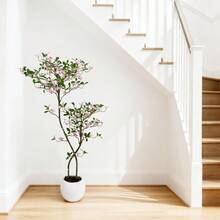 Künstlicher Jasminbaum (120/150/180 cm) im weißen Topf, naturgetreuer Baum mit natürlich wirkenden Blüten für die Inneneinrichtung, ideal für Wohnzimmer, Büro und Schlafzimmer. - Grün 5 Fuß - Übersicht 3