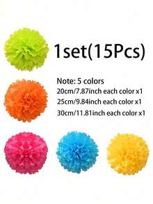 15 Stück Geburtstag/Bridal-Shower/Junggesellinnenabschied Geschenk Dekor Papierblumen Bälle, 25cm, 30cm, 35cm bunte Party Dekorative Seidenpapier Pompons, Papierblumen, bunte Pompom Laternen Party Dekorationen, Papierblumen Ball Hängende Dekoration, für Hochzeit, Geburtstag Party, Bridal-Shower, Junggesellinnenabschied, Baby-Dusche Dekoration - Verschiedenfarbig - Übersicht 7
