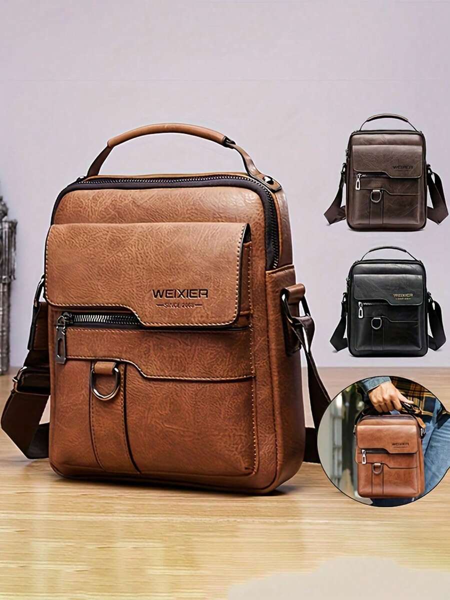 男士休闲单肩包、斜挎包、PU皮包、商务包 - 彩色 - 查看 1