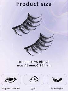 1 Pair Reusable Magnetic Eyelashes, Natural Look Without Glue, Cartoon Cat Eye False Lashes With Magnets - Comic wet eyelashes - View 9