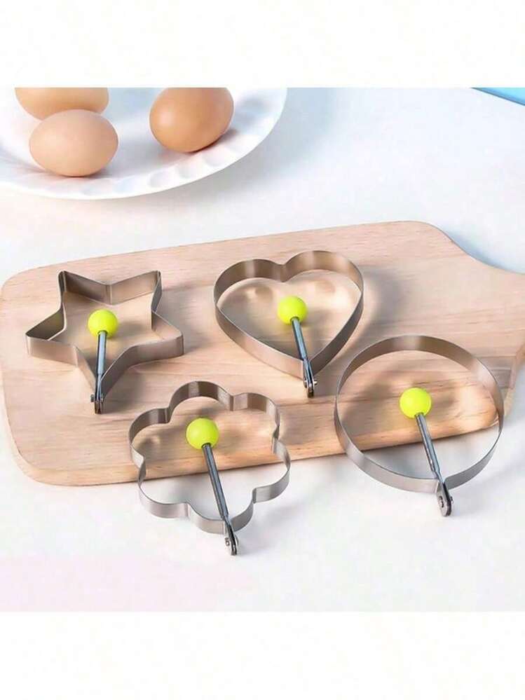 1/3/5pcs - Stainless Steel Creative Egg Mold - Creative Baking Mold, 5 Shapes, Egg Yolk Separator, Pancake Mold, Heart-Shaped Egg Mold, Creative Egg Ring, Non-Stick Egg Cooker, Durable, Essential For Kitchen Baking, Sandwich Maker, Kitchen Tool - Multicolor - View 7