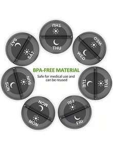 每日两次药盒，每周早晚药盒，大容量7天药盒，适用于药片/维生素/鱼油/保健品 - 彩色 - 查看 3