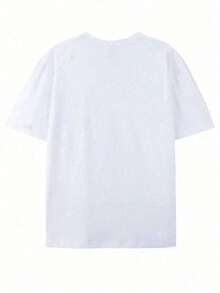Disney Authorized-Men's Pure Cotton Short-Sleeved T-Shirt, 1 Disney Car Story Lightning McQueen Pattern Men's T-Shirt-Breathable And Light Summer Short-Sleeved, Designed By Sally Carrera, Regular Version Of Leisure Sports Party Shirts, Disney Family Clothes, Cartoon Patterns, Comfortable Fabrics And Durable Daily Wear. - trắng - Xem 2