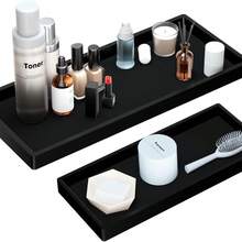 Silicone Tray Organizer Plate, Bathroom Vanity Tray, Convenient Storage Plate - Pure Black Style - View 7