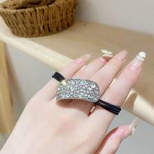 1pc High Elastic Shiny Rhinestone Hair Tie, Sturdy Elastic Band, Sparkling Rhinestones, Secure Hair Styling With Fashionable Accent - Multicolor - View 6