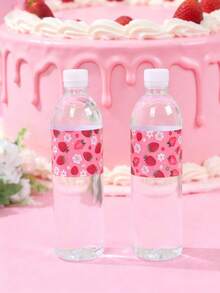 10/24张草莓水瓶贴纸，派对水瓶标签，瓶子包装贴纸，粉色生日装饰，婴儿派对装饰，草莓主题生日派对用品，性别揭晓派对装饰，新娘送礼会回礼，一周岁生日派对装饰，女宝宝派对礼物 - 草莓 - 查看 2