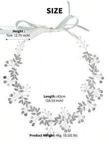 手工闪亮水钻珍珠叶子新娘发箍 – 16.5 英寸超长柔韧水晶藤蔓发饰,优雅婚礼发饰,适合新娘、伴娘、舞会和正式派对 - 彩色 - 查看 15
