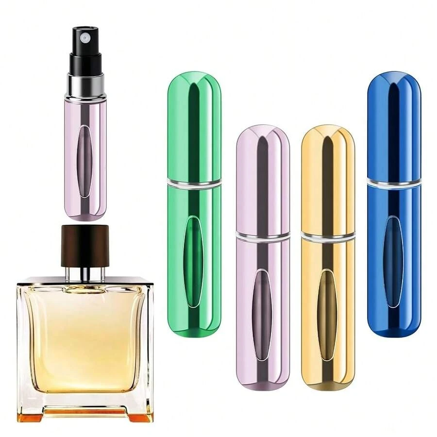 Forebile Refillable Perfume Portable Atomizer Bottle Refillable Perfume Spray, Travel Perfume (5ml, 4 Pack) (Gre1en,Pink,Gold,Royal Blue) - 粉紅色的 - 查看 1