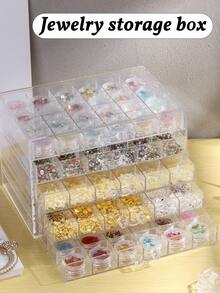 5层120格珠宝收纳盒，大容量桌面收纳 - 無色 - 查看 2
