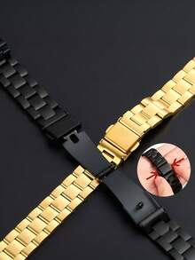 1PC Women Luxury Business Gold Stainless Steel Watch Strap Compatible With IWatch 38mm 40mm 41mm 42mm 44mm 45mm 46mm 49mm,Luxury Stainless Steel Watch Band Compatible With Apple Watch Series Ultra 3/2/1 11 10 9 8 7 SE3 6 5 4 3 2 1,Formal Occasions Daily Wear Smart Watchband Compatible With Apple Watch Bands - Gold - View 5