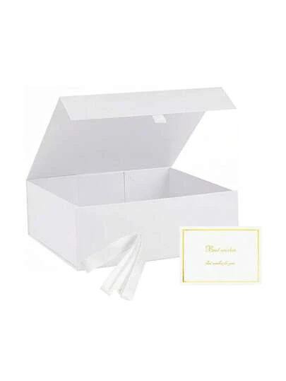 White Magnetic Closure Gift Box Set-Includes A Gift Box, Greeting Card, And Ribbon-Is The Perfect Choice For Gift-Giving, Bridesmaid Gifts, Elegant Gift Box Designs, And Upscale Birthday Gift Packaging. The Magnetic Closure Design Is Ideal For Gift Wrapping, Cute Gift Boxes, Birthday Gift Boxes, And Luxury Gift Packaging. It's Perfect For Gifts, Groom Gifts, Birthday Presents, Christmas Gifts, Clothing Packaging, And Wrapping Large Gifts.