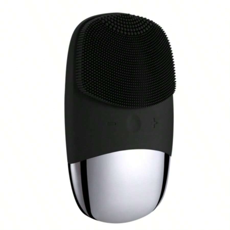 Electric Facial Cleanser - USB Rechargeable Silicone Facial Scrub, Waterproof Facial Massager, Three In One Deep Facial Cleaning Brush, Blackhead Remover, Exfoliating Agent (Pink, Gray, Black) - màu đen - Xem 1