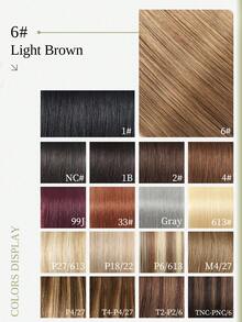 DNE HAIR 10件組 100%人髮無縫隱形接髮片，14-22英吋長，#6淺棕色直髮，絲滑柔順質感，髮尾豐厚，適合細髮，適用於日常使用與沙龍使用，適合所有女性與女孩 - S6 - 查看 9