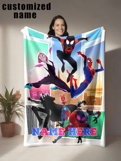 Marvel Personalisierte Decke mit einzigartigem Spinne-Man Design, vielseitig einsetzbar für Bett, Sofa, Auto, Büro, Camping & Reisen, weich, bequem, leicht, warm für alle Jahreszeiten, pflegeleicht
