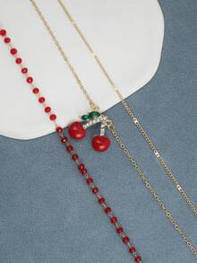 1pc Cute Sweet Summer Versatile Fruit & Cherry Layered Minimalist Anklet - Multicolor - View 4