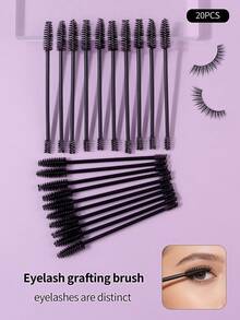 20pcs Eyelash Extension Dual-Ended Makeup Brushes, Spiral Eyelash Curler Brush, Eyebrow Brush For Defined, Natural Curled Lashes, Eye Makeup Tools - Black - View 2