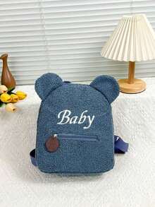 1 pieza Mochila casual con cierre de cremallera de estilo occidental y simple con diseño de oso de dibujos animados lindo para niños y niñas, diseño exclusivo con correa para el hombro ajustable, estilo suave y largo, adecuada para uso diario en otoño e invierno - Multicolor - Ver 16