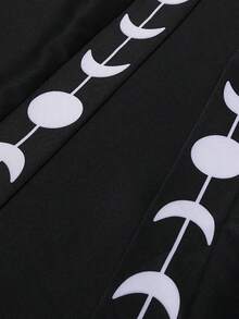 Men's Retro Medieval Renaissance Cosplay Cloak, With Sun And Moon Print, Suitable For Carnival Party - Black - View 6