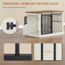 HaluPeit 101cm Dog Cage Furniture, Wooden Dog Box, Home Dog Crate With 3 Doors, Sliding Doors, For Small, Medium, And Large Dogs, Sturdy, Side Table, 101 * 60.5 * 70 Cm, White/Brown - White - View 4