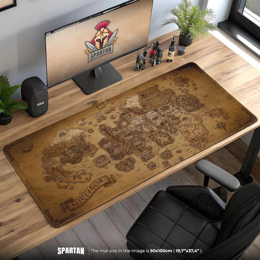 Gielinor Map Mouse Pad – Desk Mat With Fantasy World Map, Gamer Gift, Vintage RPG Decor, OSRS Setup Mat - Rectangle - View 1