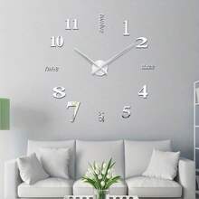 1pc Silver Creative DIY Wall Clock, Fashionable Wall-Mounted, Minimalist Home Decor Clock, Equipped With Quiet Quartz Movement, No Drilling Required, Suitable For Bedroom, Home Decor, Room Decor, Wall Clock, Dorm Decor, Back To School Season - Silver - View 3