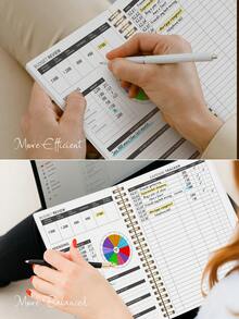 Trees 1pc Undated Monthly Budget Planner Notebook, A5 Spiral Bound Financial Organizer With Expense Tracker & Spending Log, For Home, Office & School Money Management Office Supplies - Budget Book - Pink - View 3