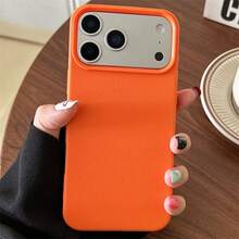 简约高档皮革纹理手机壳适用于 17 Pro Max/17 Pro/17 Air/17/16 Pro Max/16 Pro/16/16 Plus/16e/15/15 Pro Max/15 Pro/15 Plus/11/12/13/14 Pro Max/XS/XR/11 Pro/11 Pro Max/12 Pro/12 Pro Max/13 Pro/13 Pro Max/7 Plus/14 Pro/14 Pro Max/14 Plus/7 Plus/8 Plus/8/SE2，男女创意设计 - 橙色皮紋 - 查看 3