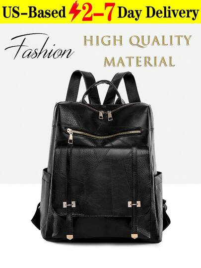 Brown Large Capacity PU Leather Backpack For Women, School Supplies, School Backpack, School Bag, Backpack For School, Back To School Backpack, School Bookbag, Big Backpack, Backpack School, Back To School Bags, Waterproof, Laptop Compartment, Lightweight, Portable, Business Casual, Suitable For Teen Girls Women College Students, White-Collar Workers, Perfect For Back To School, First Day Of School, Work , Business, Commute