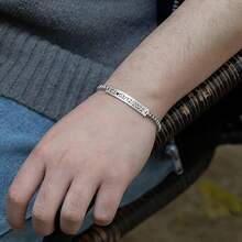 Personalized Custom Laser Engraved Name/Date Jewelry - Adjustable Box Chain Bracelet, Stainless Steel Bracelet, Suitable For Boyfriend, Girlfriend, Father, Mother, Best Friend, Birthday, Anniversary, Valentine's Day, Elegant Everyday And Special Occasion Jewelry, - Multicolored - View 7